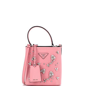 Prada Small Panier Bucket Bag Crystal Embellished Saffiano Leather